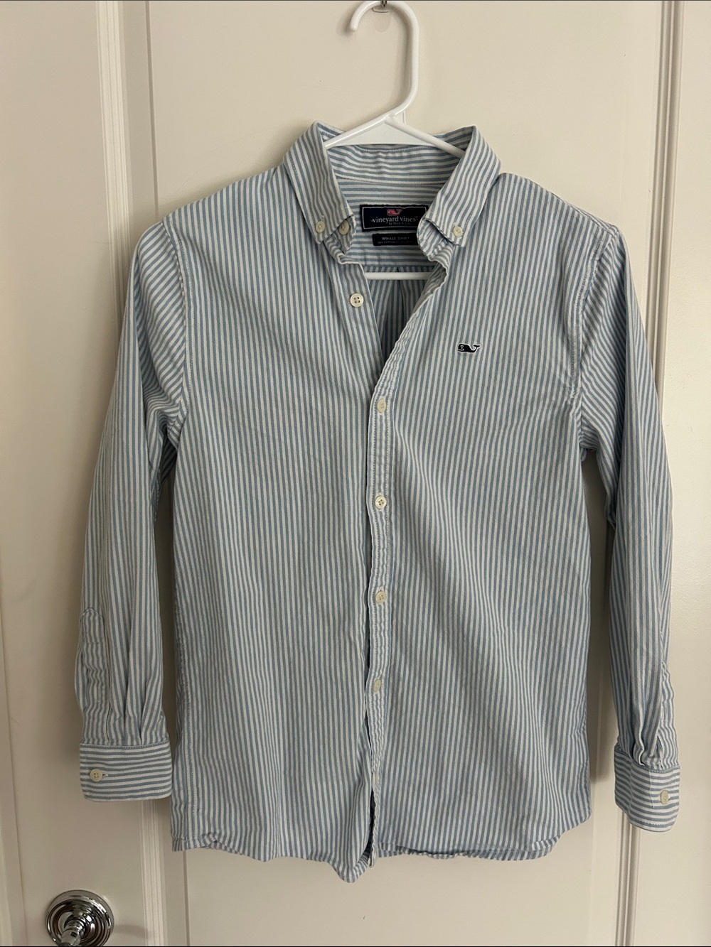 Vineyard Vines boys Light Blue & White Stripe Button-Down Shirt medium 10 12